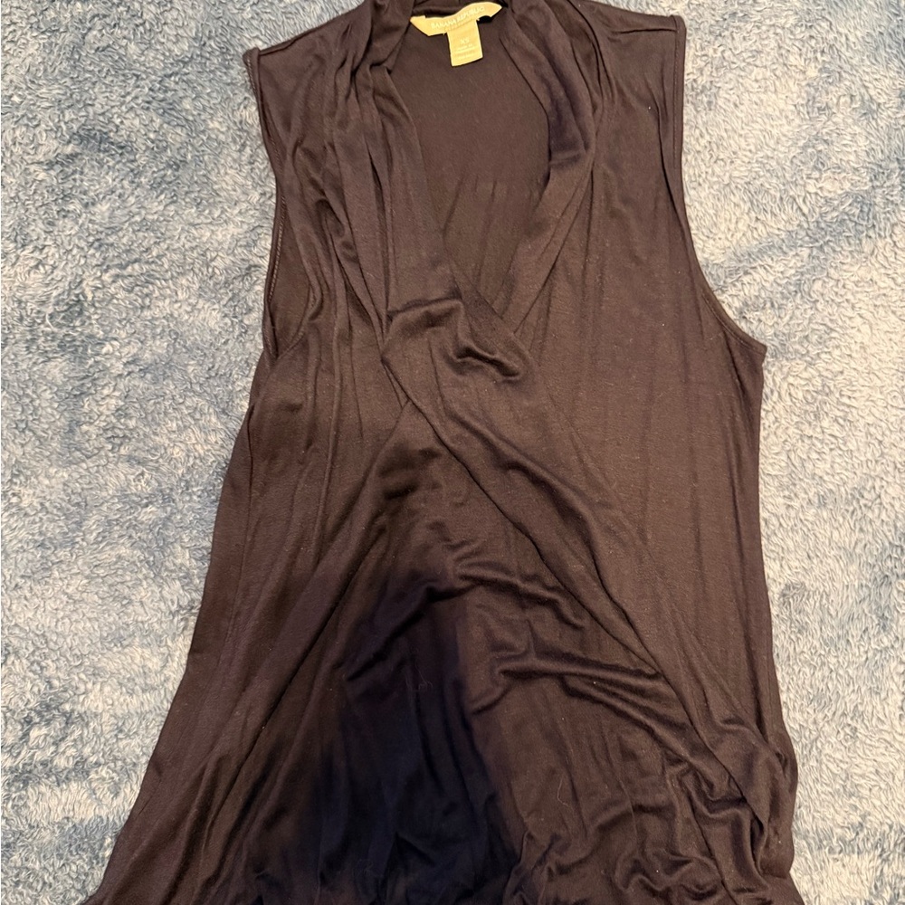Sleeveless Black Faux Wrap Top